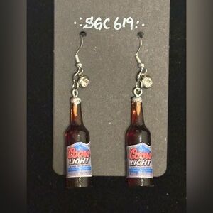 Mini coors Beer Bottle Earrings with silver Accents
